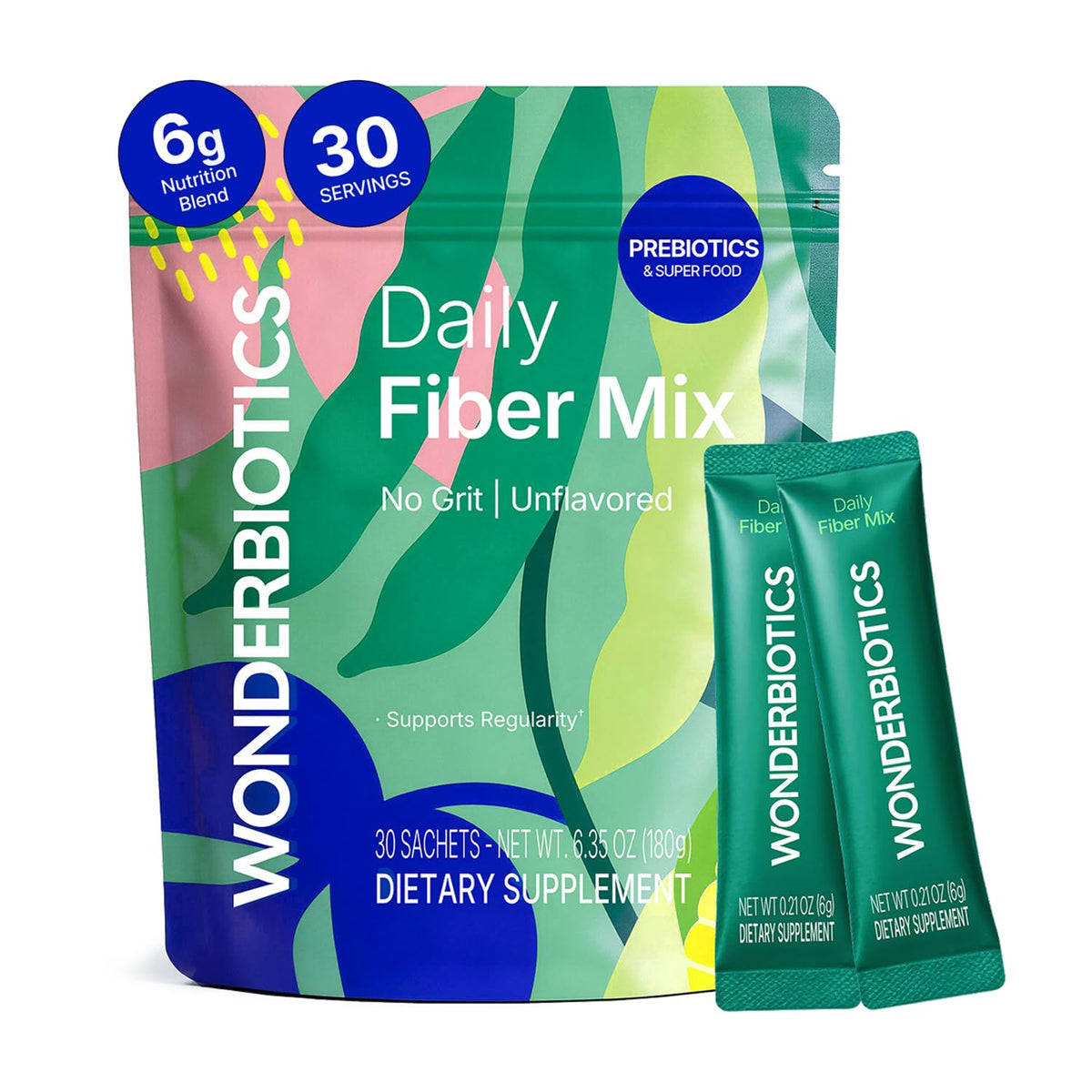 WonderBiotics frente del empaque mostrando el logo y beneficios visibles