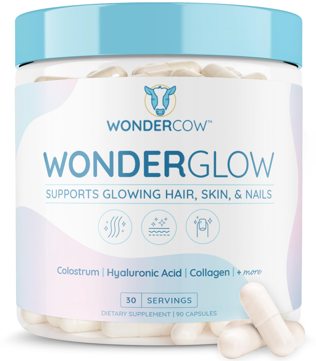 WONDERCOW envase frontal mostrando fórmula completa y beneficios visibles