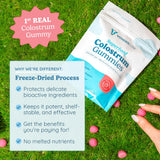 WONDERCOW detalle de textura de la gomita que destaca su sabor fresa crema
