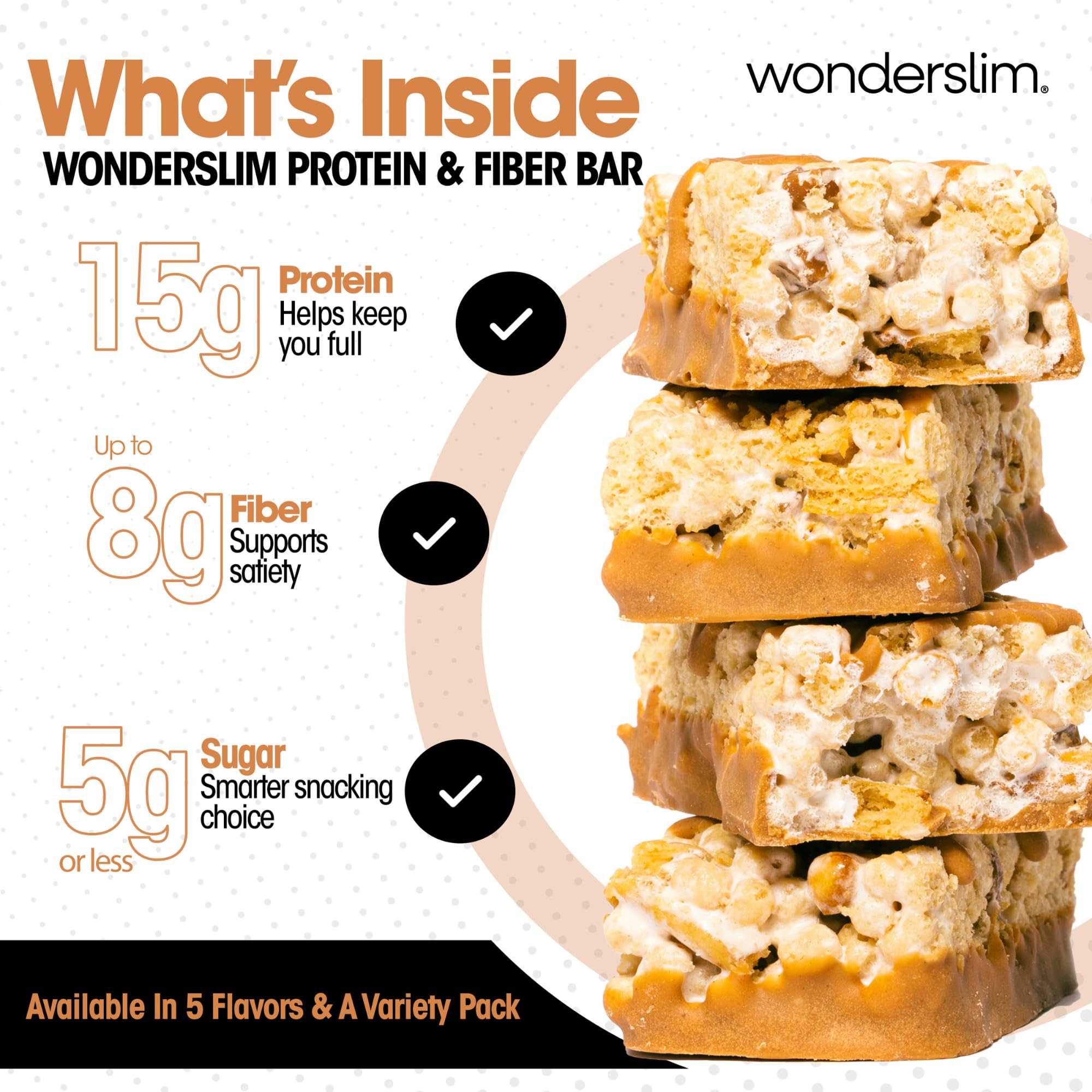 Wonderslim detalle pretzel crujiente en la barra aportando contraste y sabor