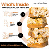 Wonderslim detalle pretzel crujiente en la barra aportando contraste y sabor