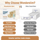 Wonderslim etiqueta nutricional destacando 15 g proteína y 7 g fibra