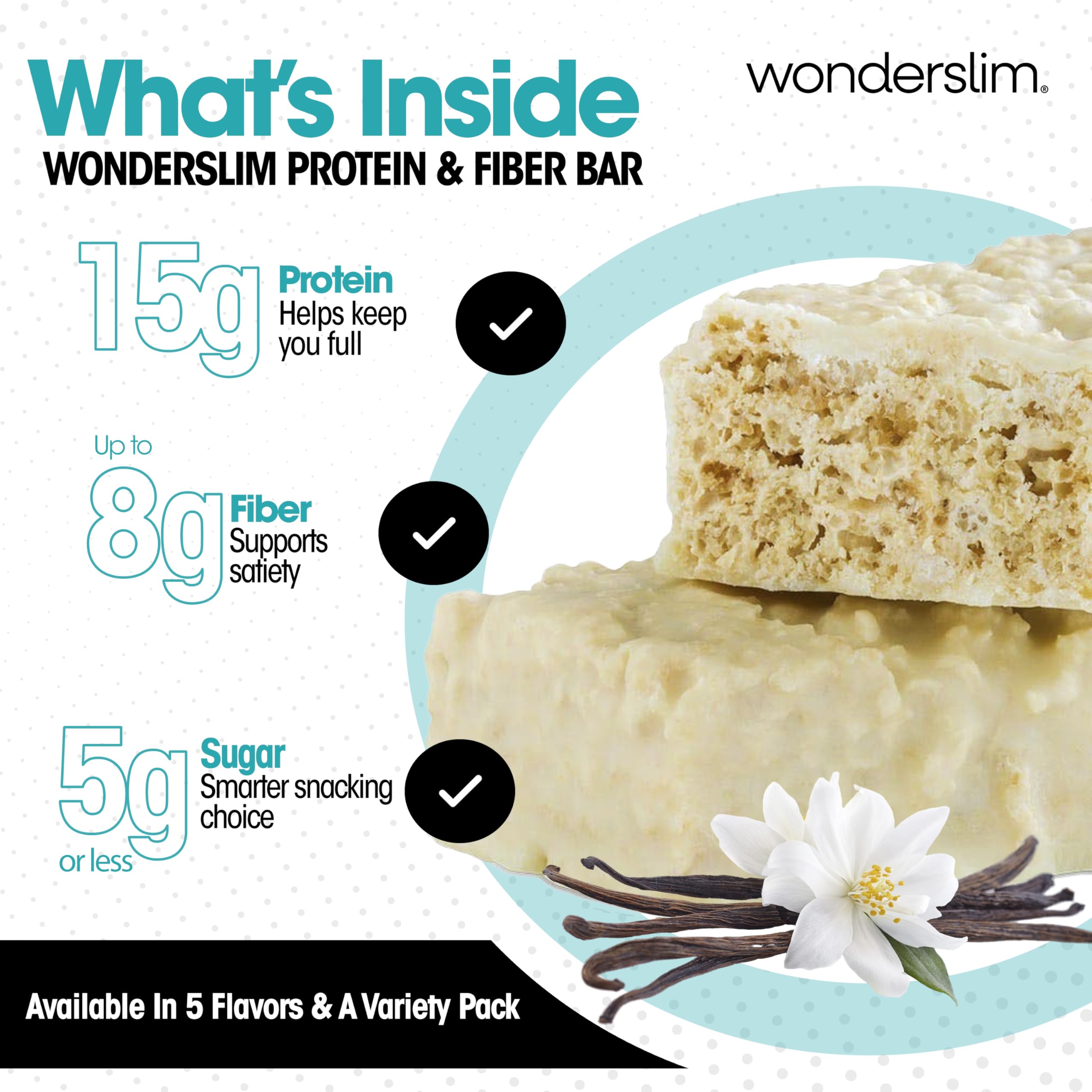 Wonderslim barrita en mano mostrando tamaño práctico y saciedad