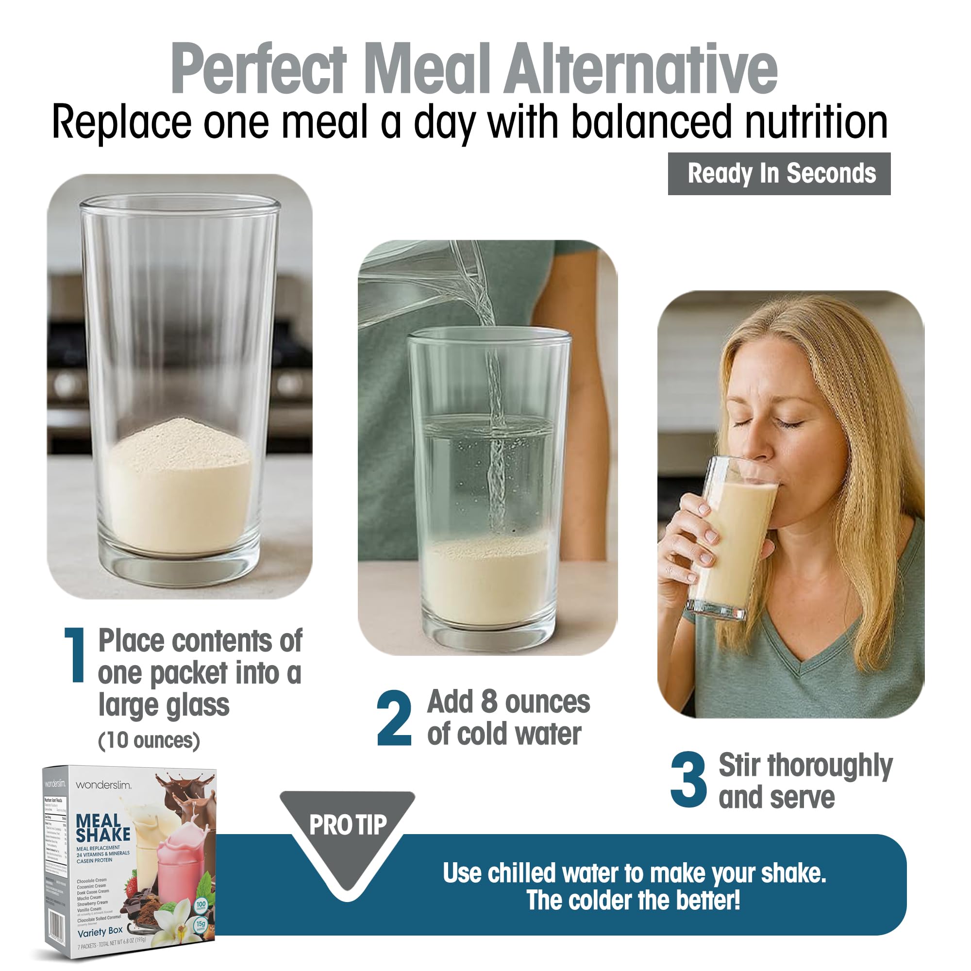 WonderSlim batido preparado en vaso ideal para consumo rápido y nutritivo