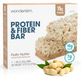 Wonderslim frontal del empaque mostrando sabor Fluffy Nutter y beneficios
