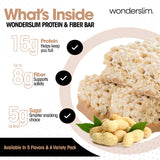Wonderslim ingredientes clave visibles y enfoque en proteína y fibra
