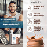 WonderSlim sobre abierto con polvo listo para mezclar, conveniencia instantánea