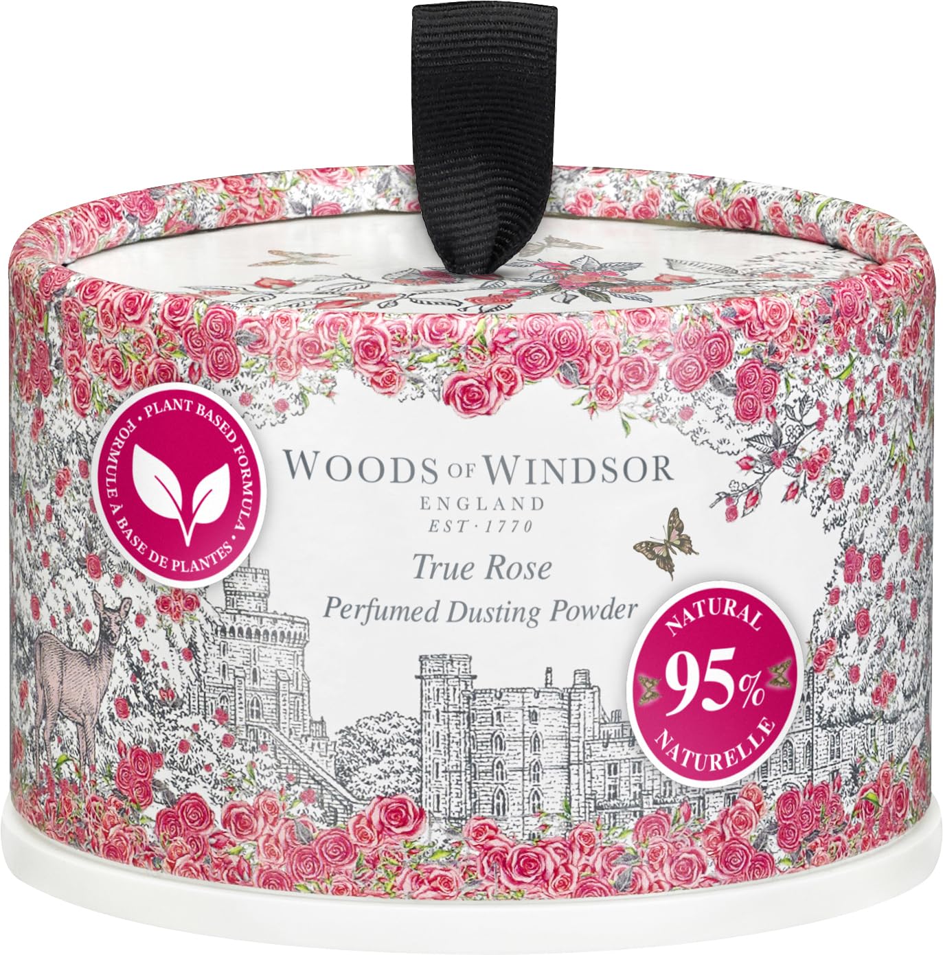 Woods of Windsor frente del envase True Rose mostrando diseño y tamaño