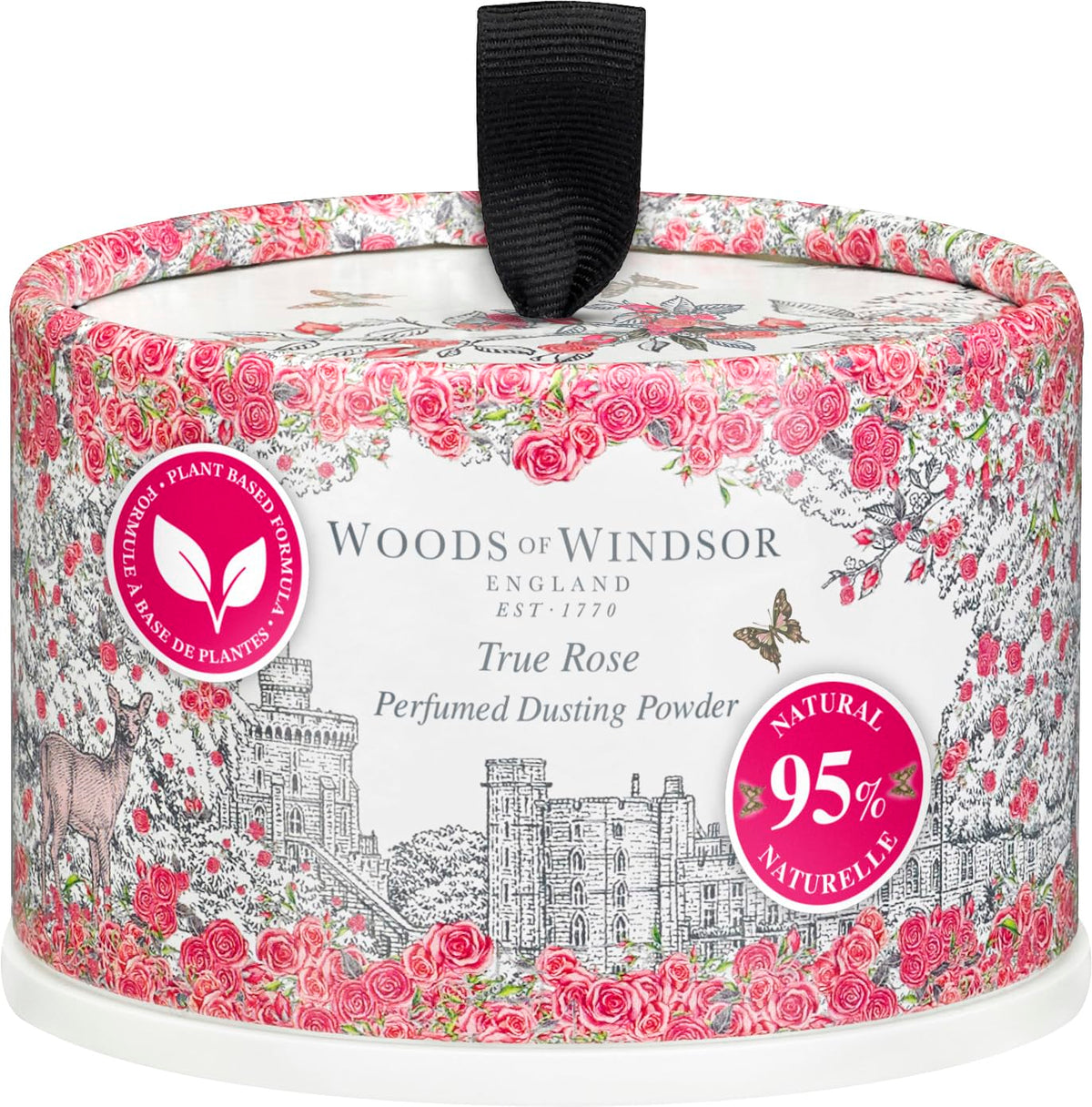 Woods of Windsor frente del envase True Rose mostrando diseño y tamaño