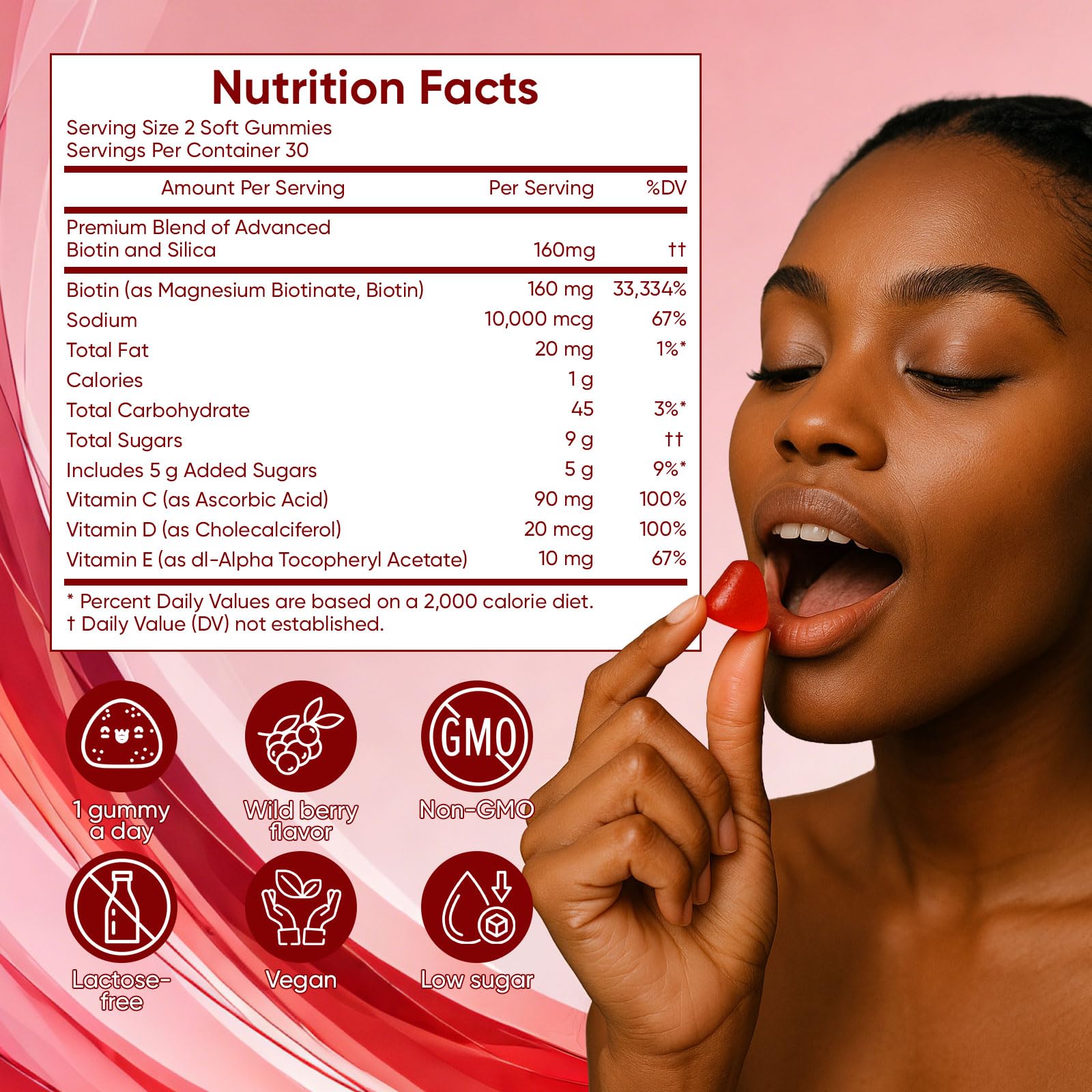WOVOEO etiqueta con información nutricional que asegura ingredientes limpios