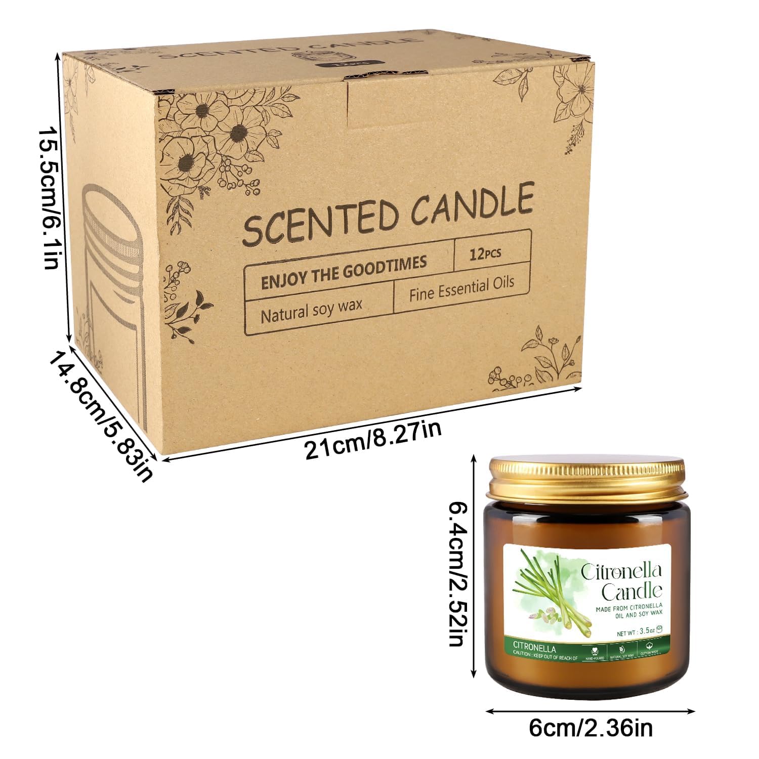 WREXCS pack de 12 velas en vaso, solución práctica y económica