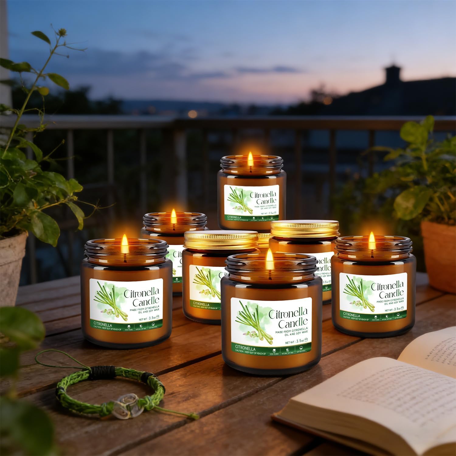 WREXCS velas alineadas en jardín, decoración para caminos