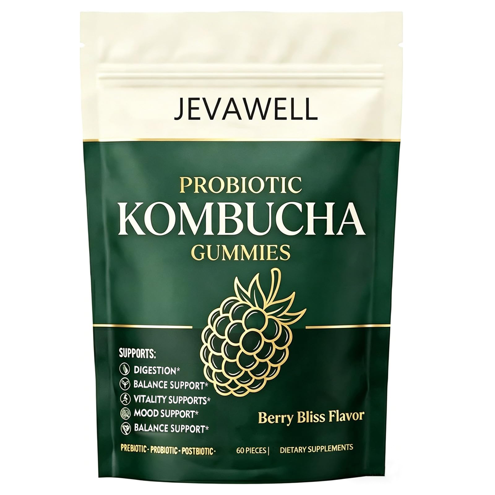 WUJECT Jevawell frente del envase mostrando diseño y 60 gomitas