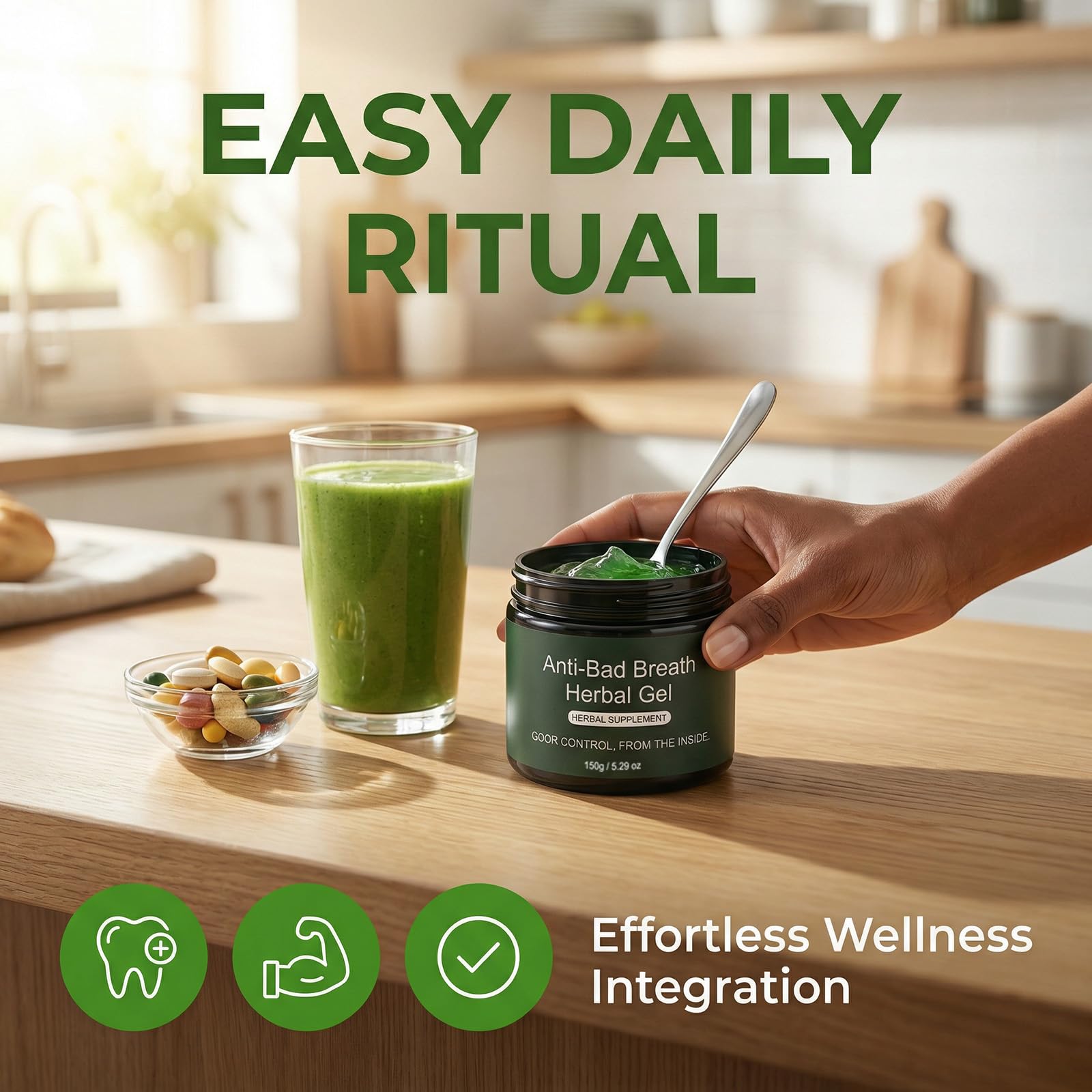 WVJIGE escena lifestyle con menta y cocina, sensación de frescura