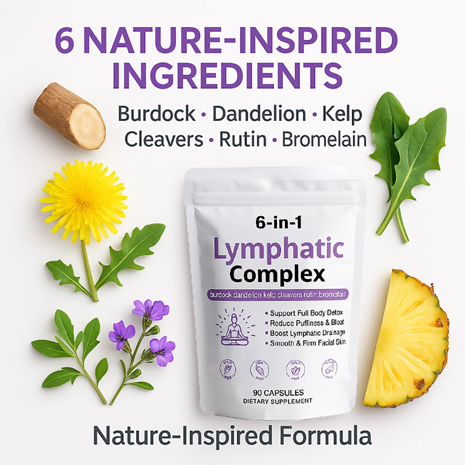 WXDOAU ingredientes botánicos secos: bardana, diente de león y kelp