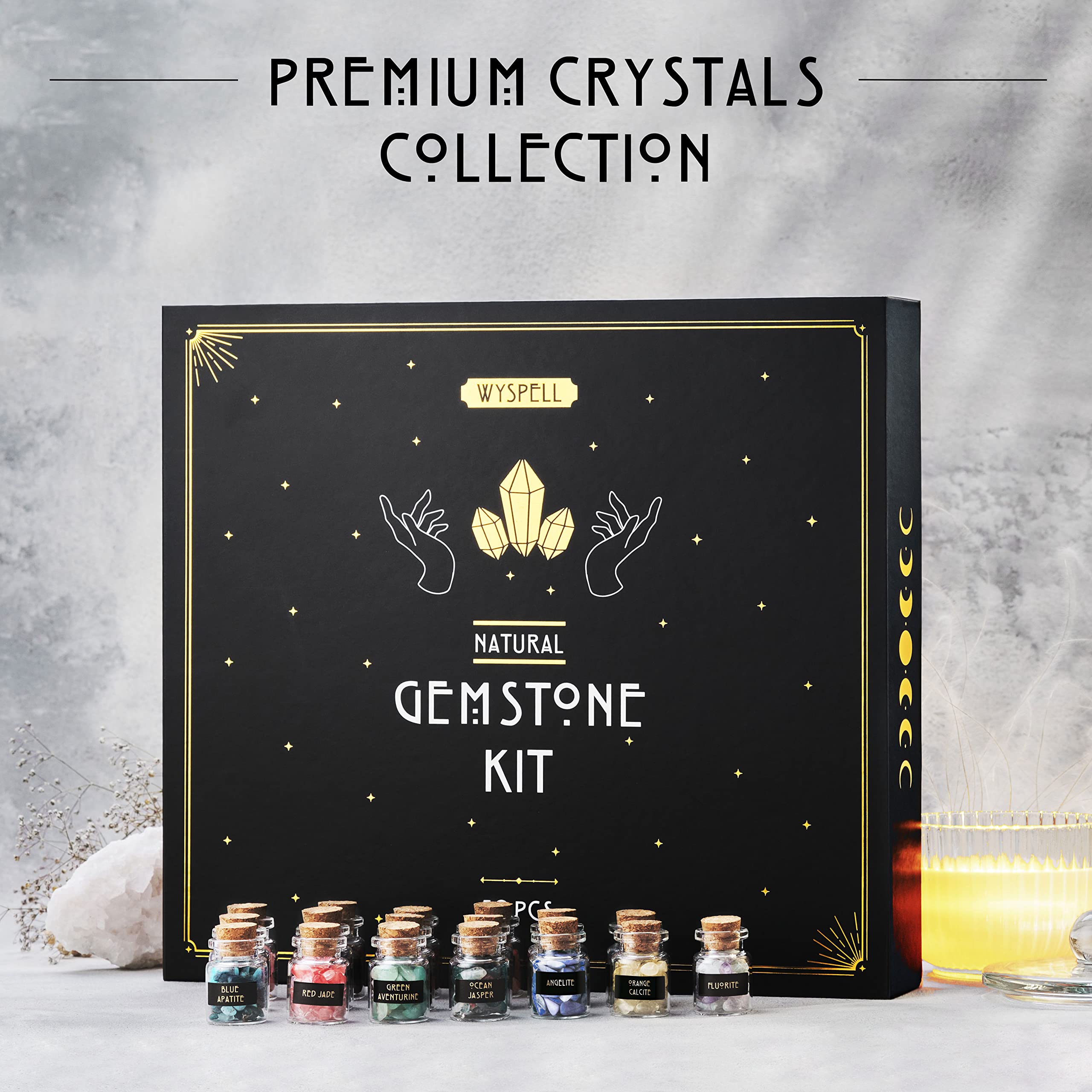 Wyspell caja magnética abierta protegiendo las gemas y accesorios