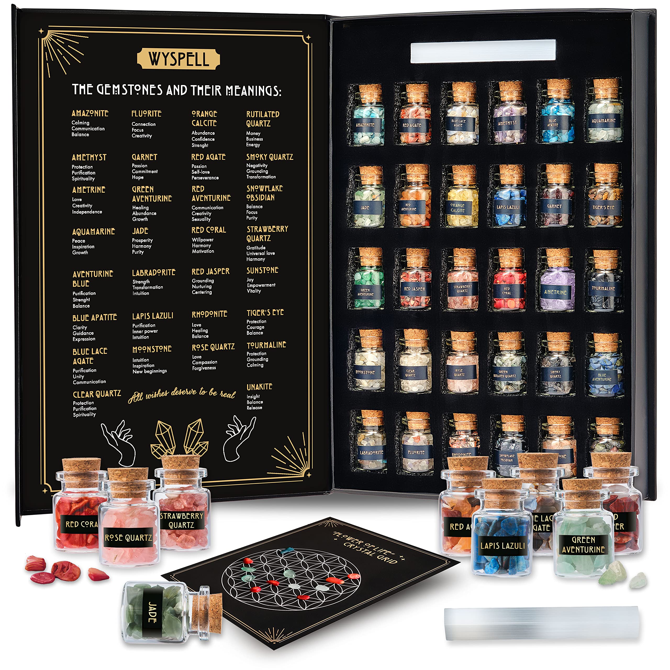 Wyspell caja magnética con 30 frascos, presentación elegante y protectora