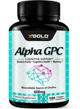X Gold Health envase frontal mostrando 180 cápsulas y pureza