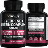 X Gold Health frasco con tomates y hojas, origen natural del licopeno