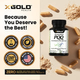 X Gold Health botella abierta con cápsulas resaltando la cantidad para 120 días