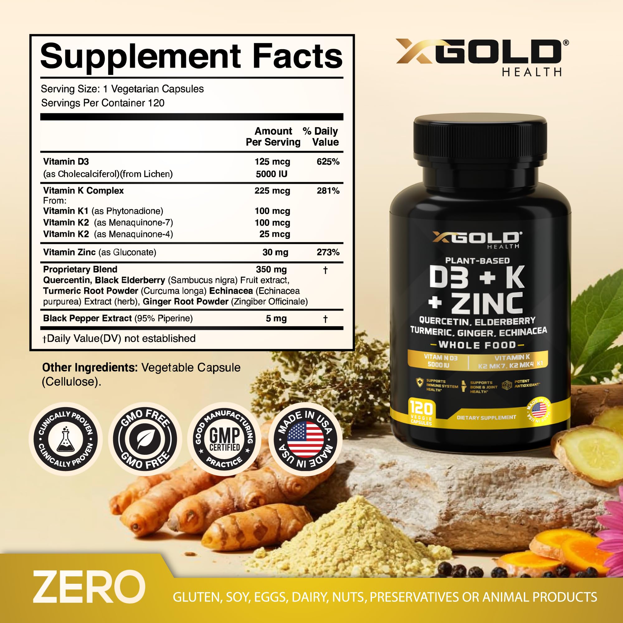 X Gold Health primer plano de cápsula vegana y textura lisa