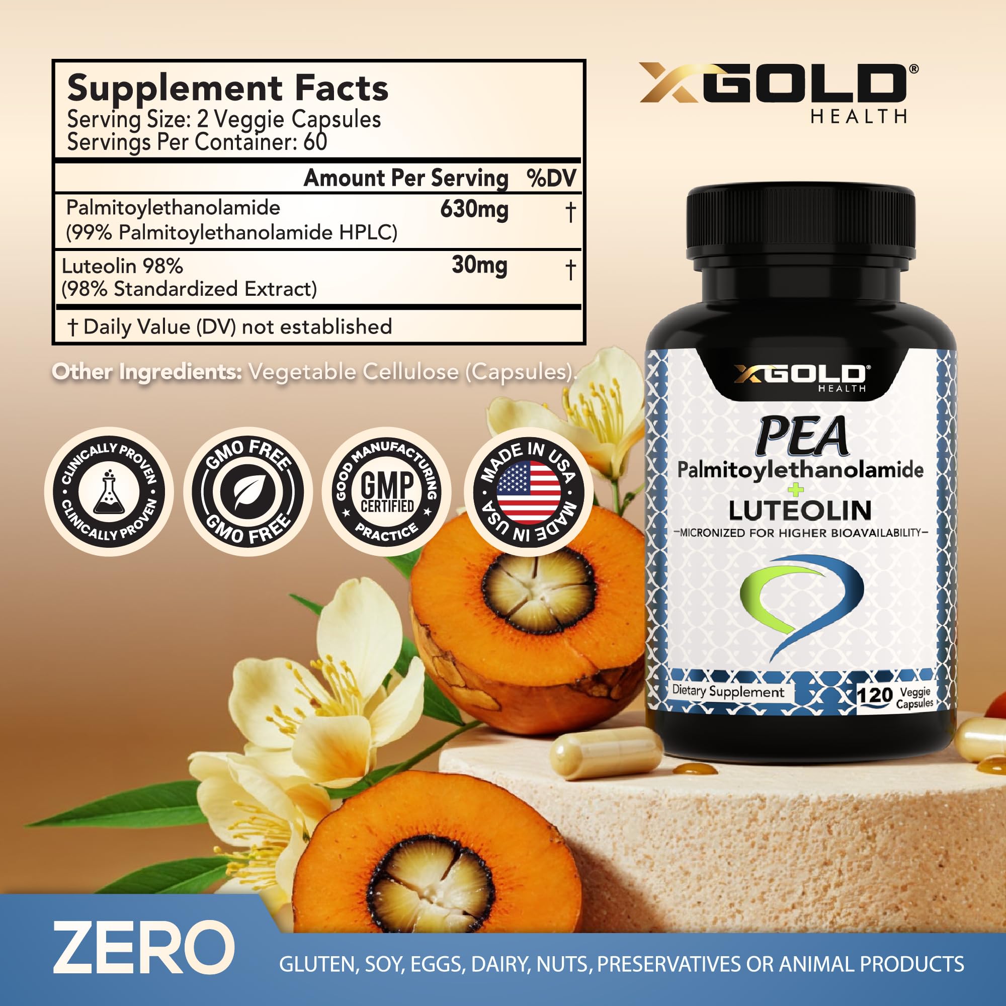 X Gold Health cápsula detalle, vegetal y fácil de tragar