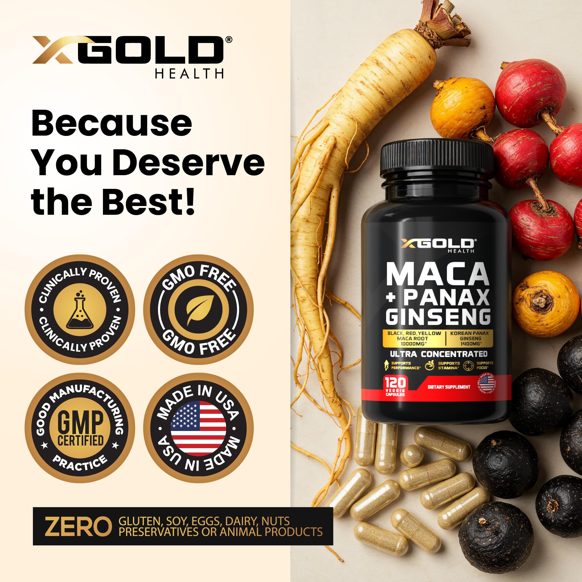 X Gold Health cápsula en mano para comparar tamaño y dosificación