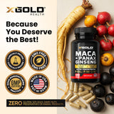 X Gold Health cápsula en mano para comparar tamaño y dosificación