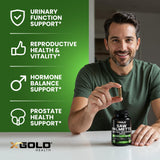 X Gold Health cápsulas en mano para comparar tamaño y dosis