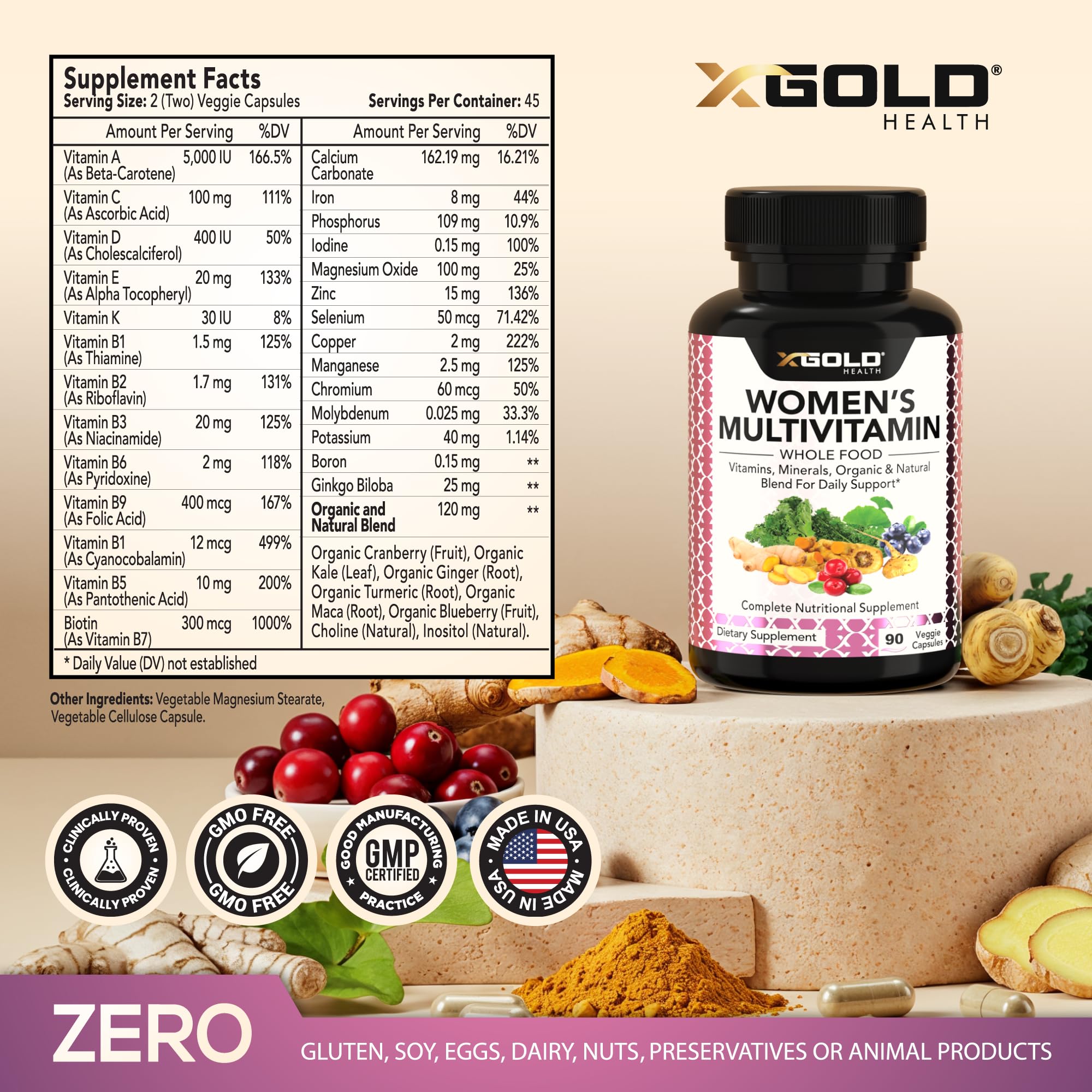 X Gold Health cápsulas en mano para visualizar tamaño y facilidad