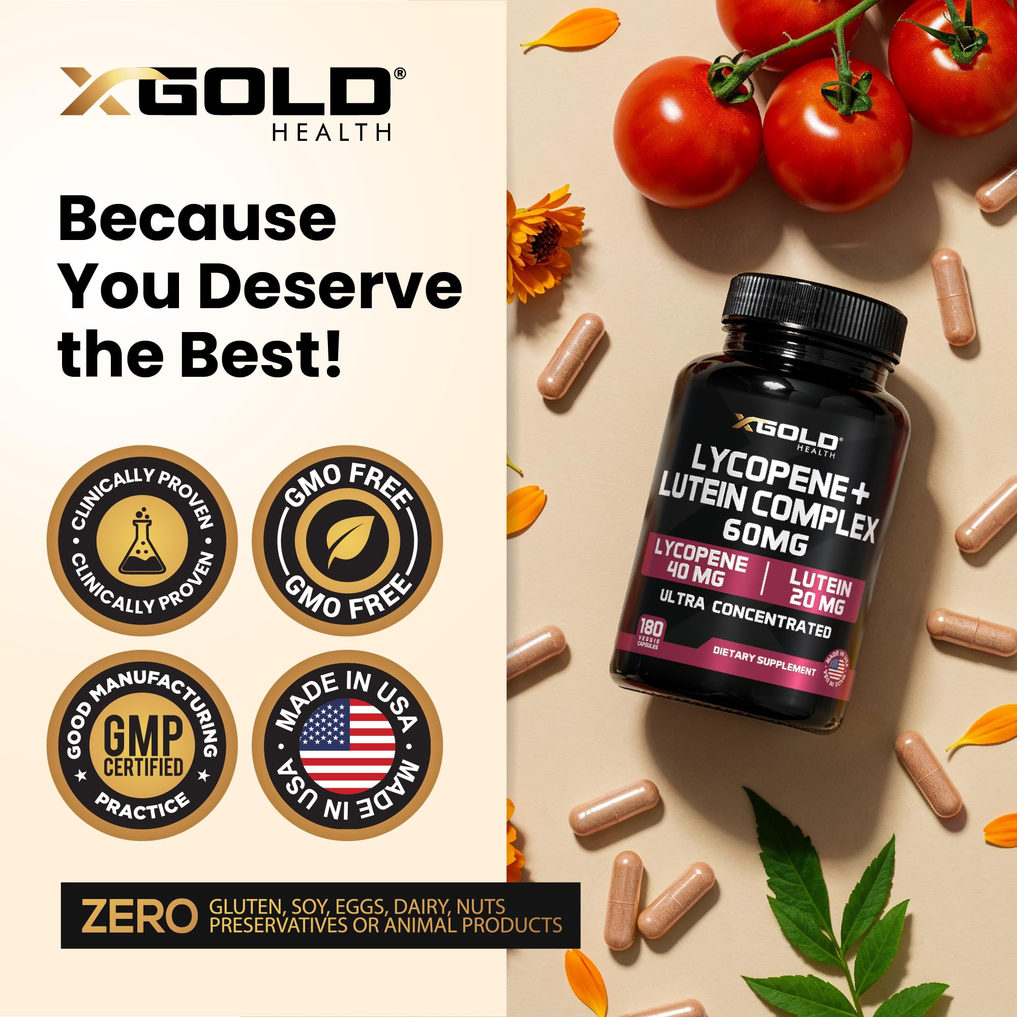 X Gold Health cápsulas ordenadas en superficie blanca, presentación limpia