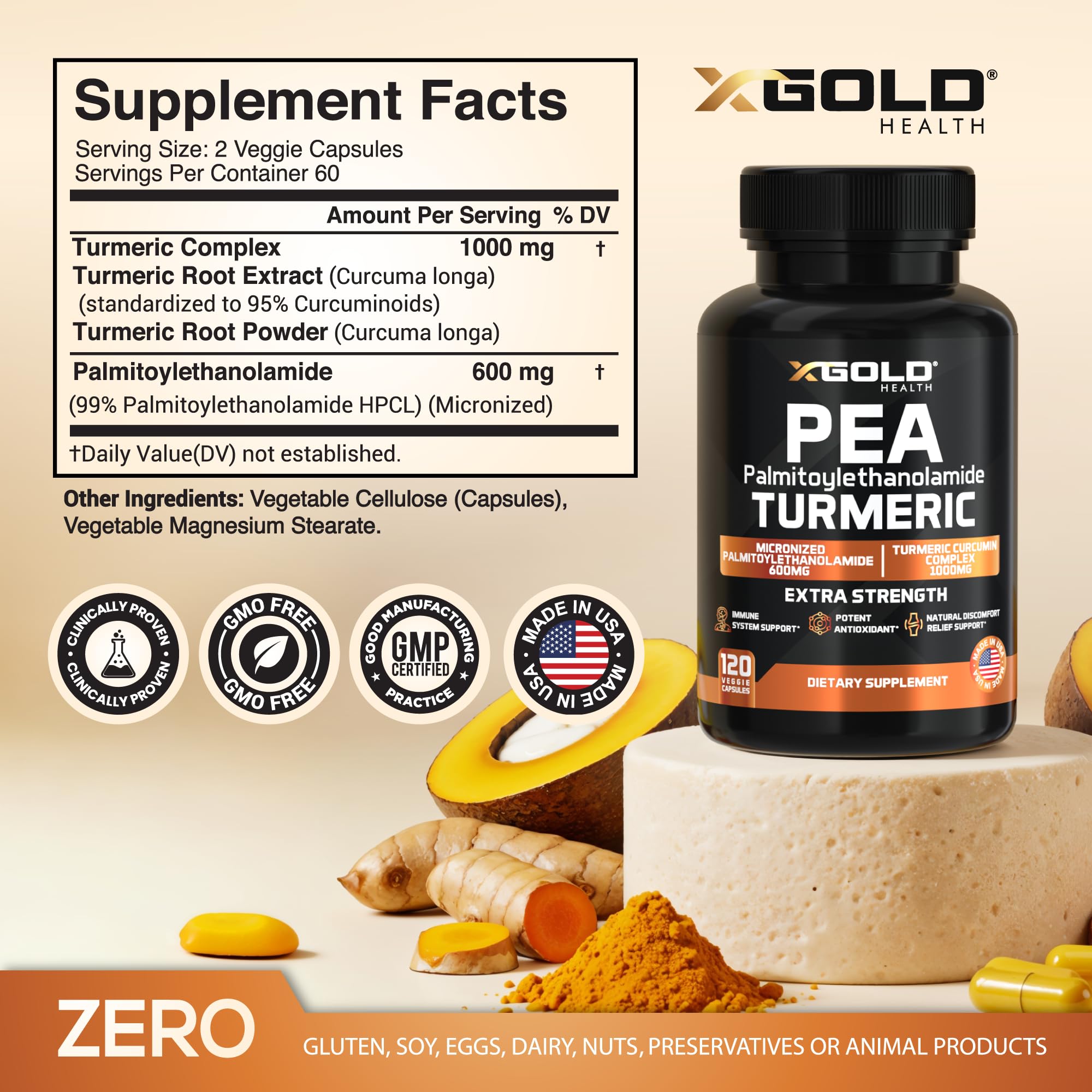 X Gold Health cápsulas vegetarianas en primer plano fácil de tragar