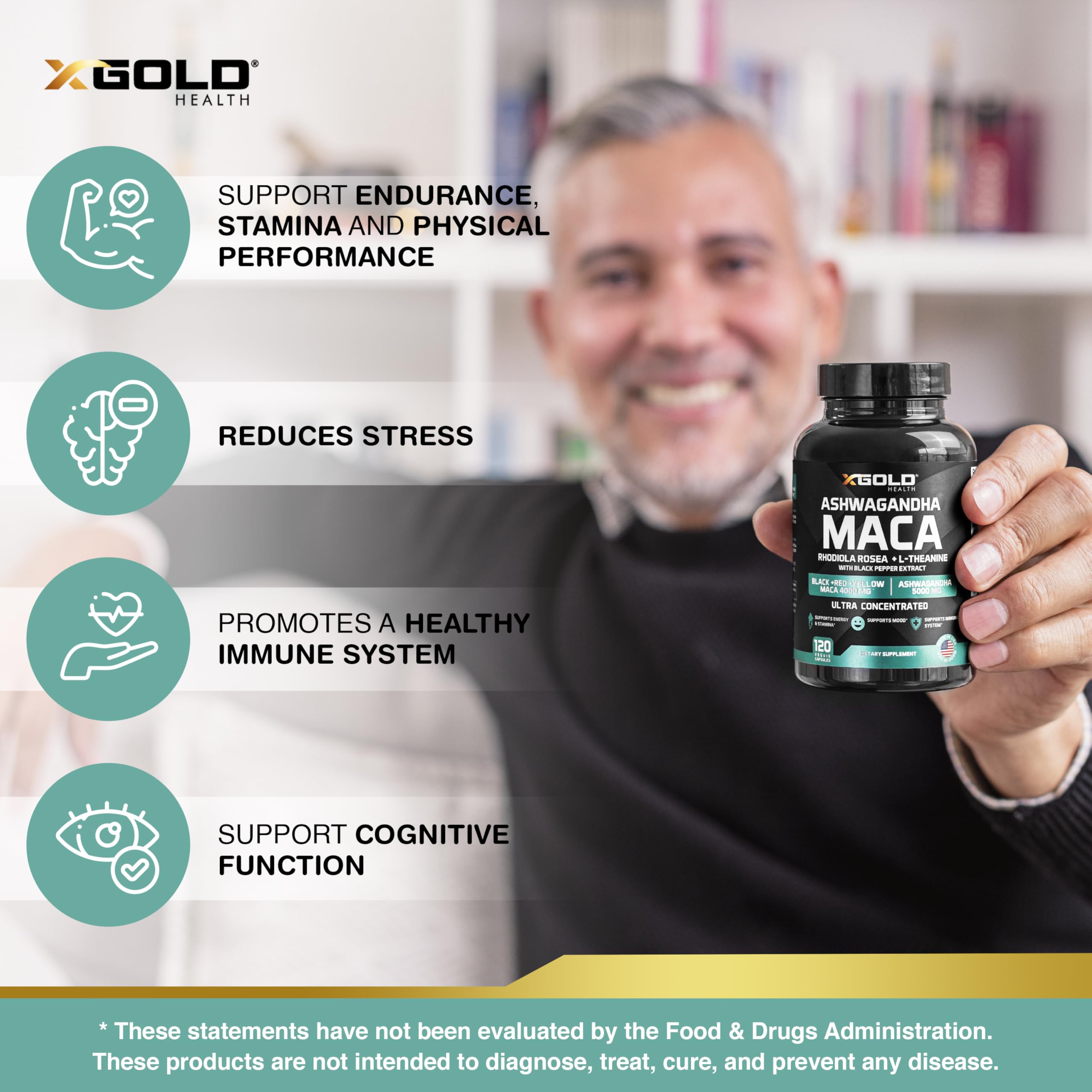 X Gold Health primer plano de ingredientes naturales y beneficios