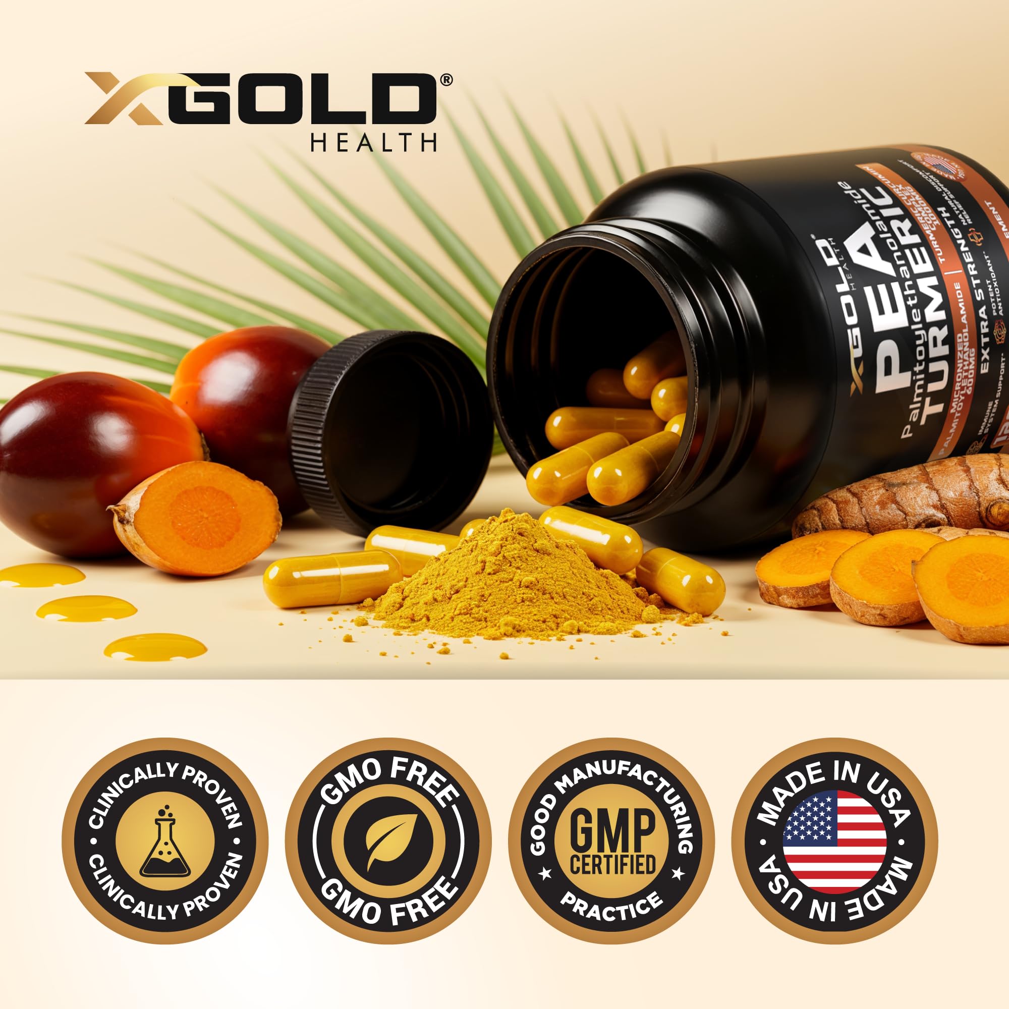 X Gold Health comparativa de tamaño en mano para dosificación clara