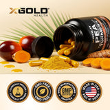 X Gold Health comparativa de tamaño en mano para dosificación clara