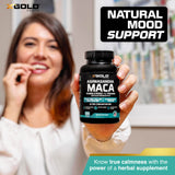 X Gold Health cápsulas junto a regla para comparar tamaño real