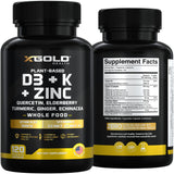 X Gold Health ingredientes botánicos como saúco, cúrcuma y jengibre