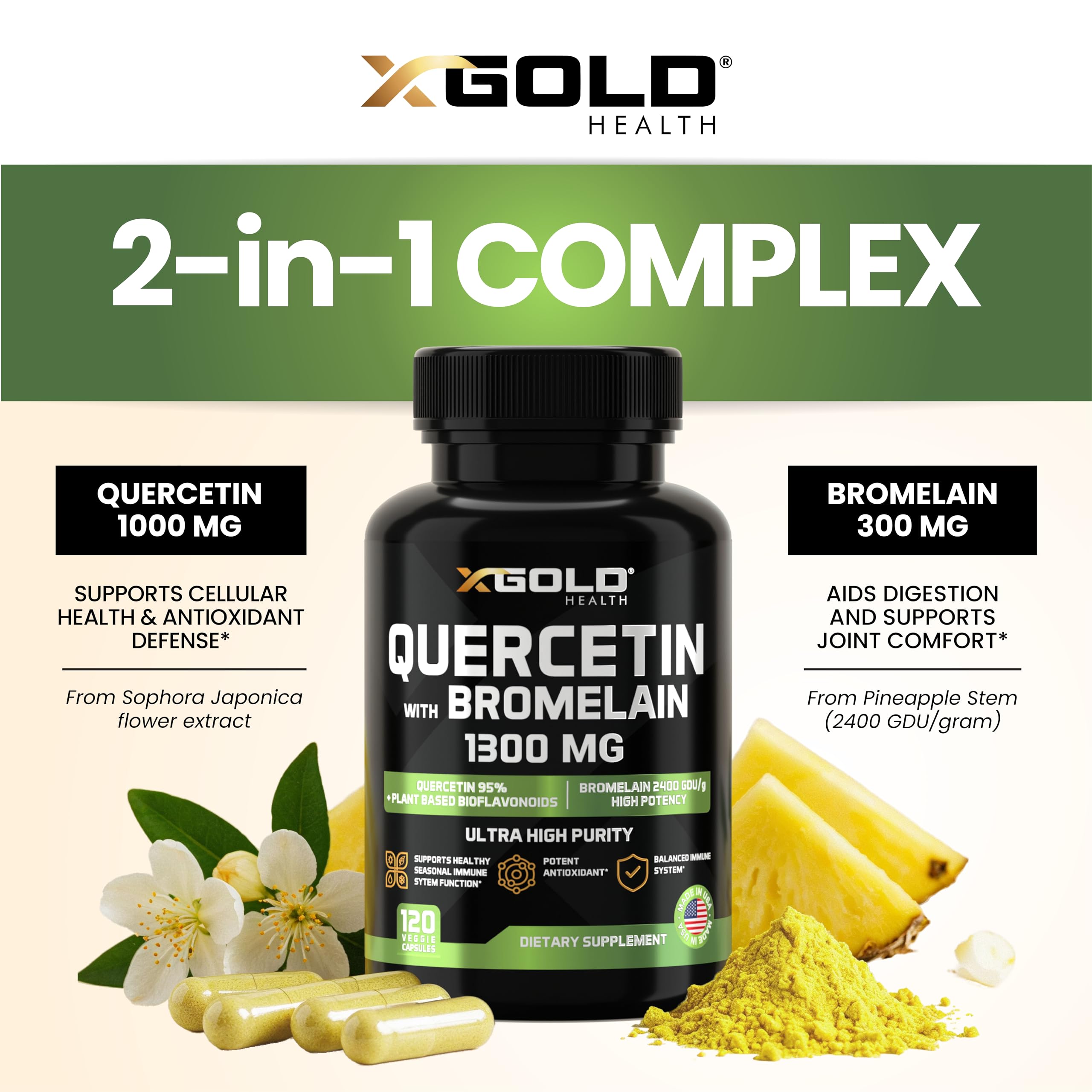 X Gold Health detalle de etiqueta con información de pureza y dosis