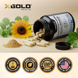 X Gold Health sobre escritorio para apoyar concentración en trabajo
