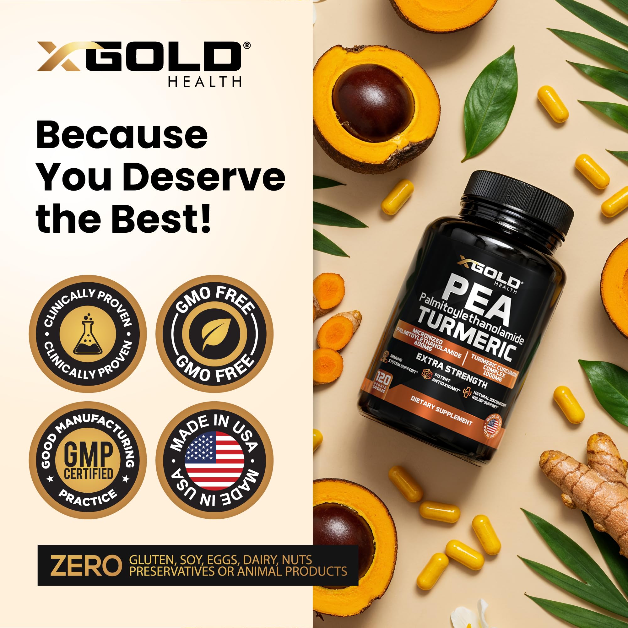 X Gold Health etiqueta con ingredientes estandarizados y pureza