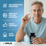 X Gold Health etiqueta nutricional que muestra 600 mg por cápsula