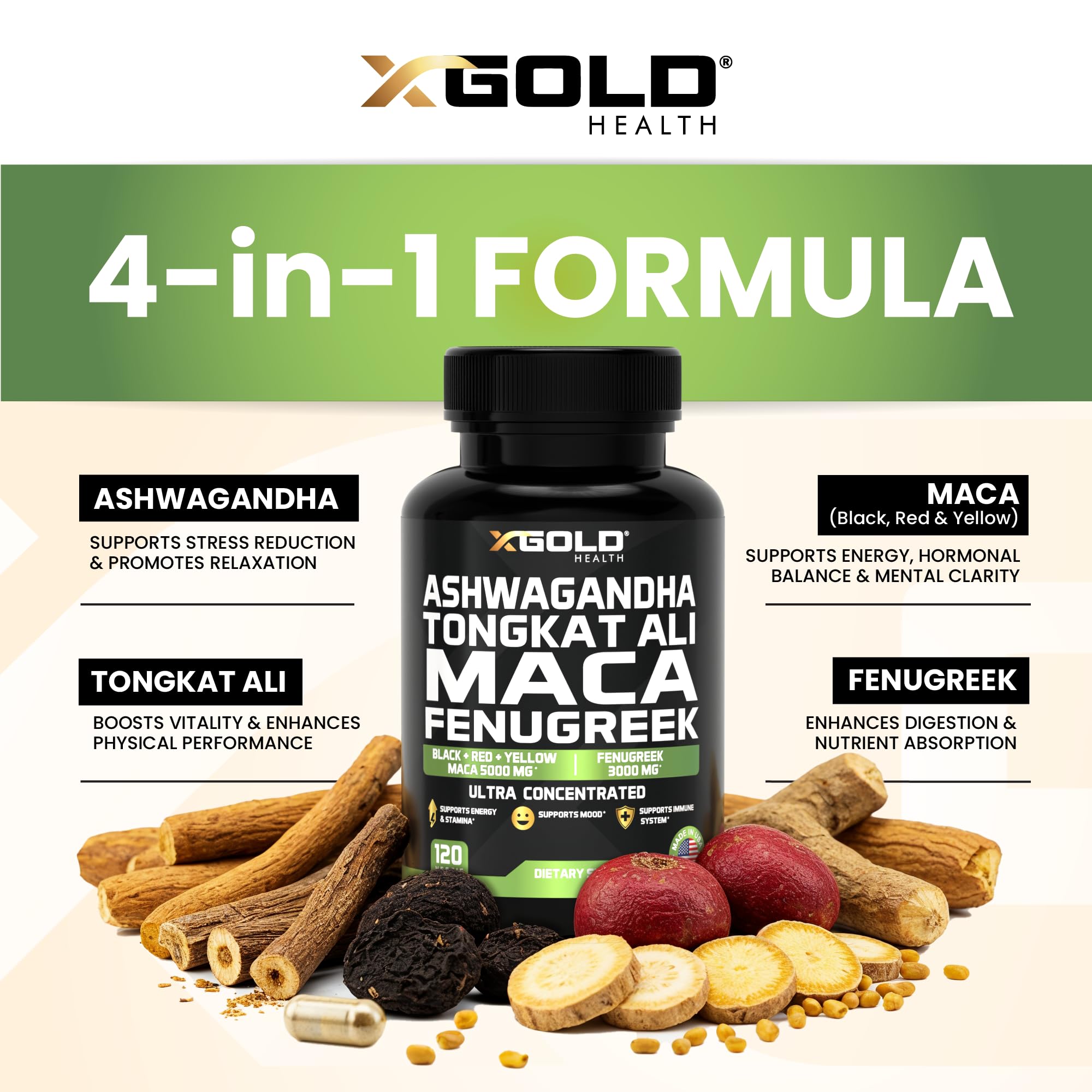 X Gold Health polvo de extractos mixtos destacando concentración y pureza