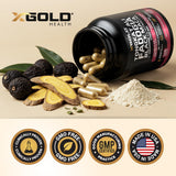X Gold Health frasco junto a equipo deportivo para contexto activo