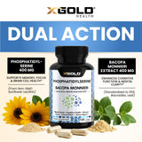 X Gold Health cápsula en mano para comparar tamaño y facilidad