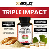 X Gold Health textura del polvo de ginseng destacando pureza botánica