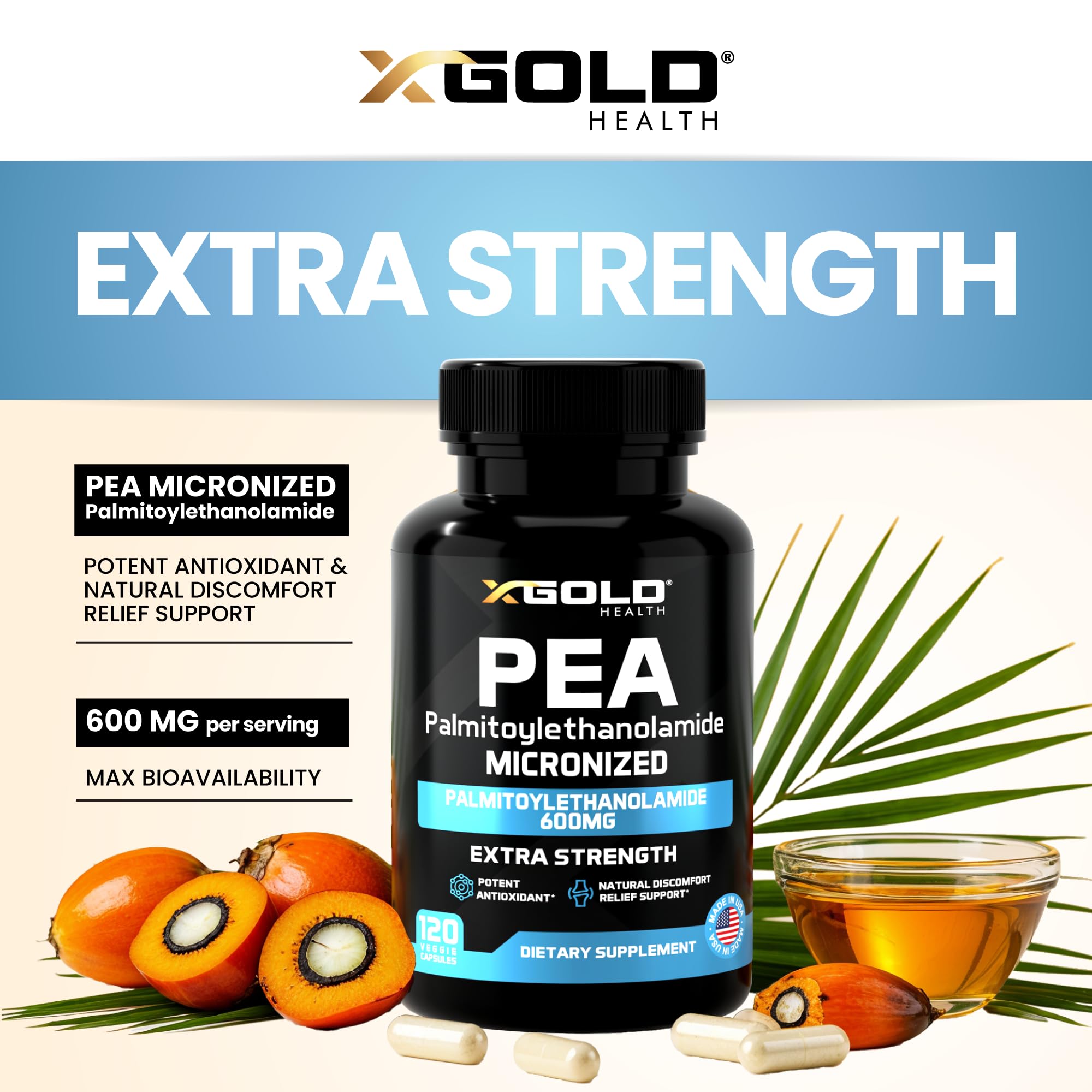 X Gold Health polvo micronizado en primer plano, mejora de absorción