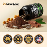 X Gold Health suplemento junto a lavabo simbolizando alivio nocturno