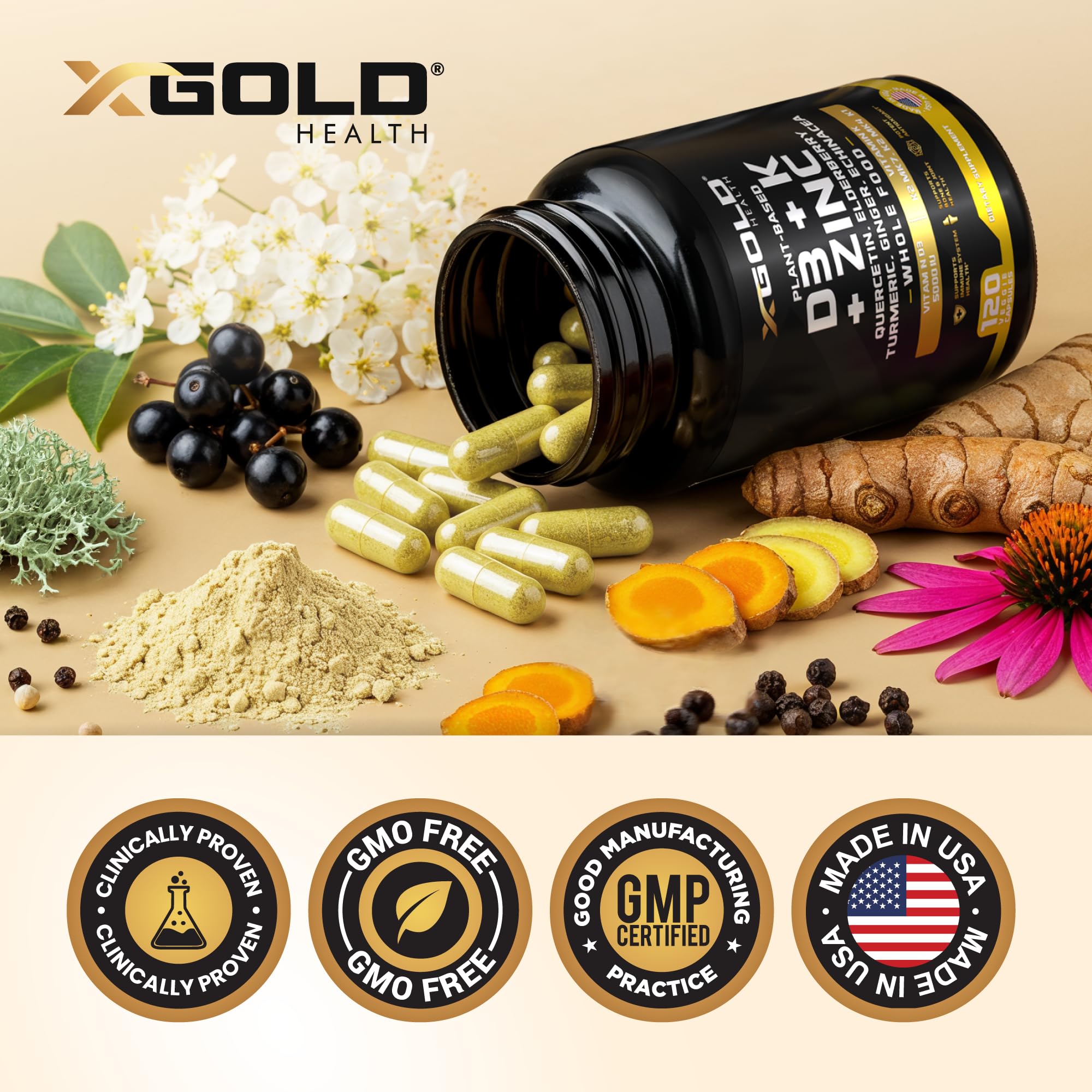X Gold Health cápsula junto a desayuno para uso diario conveniente