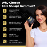 Xara Shilajit comparación de tamaño con mano para referencia práctica