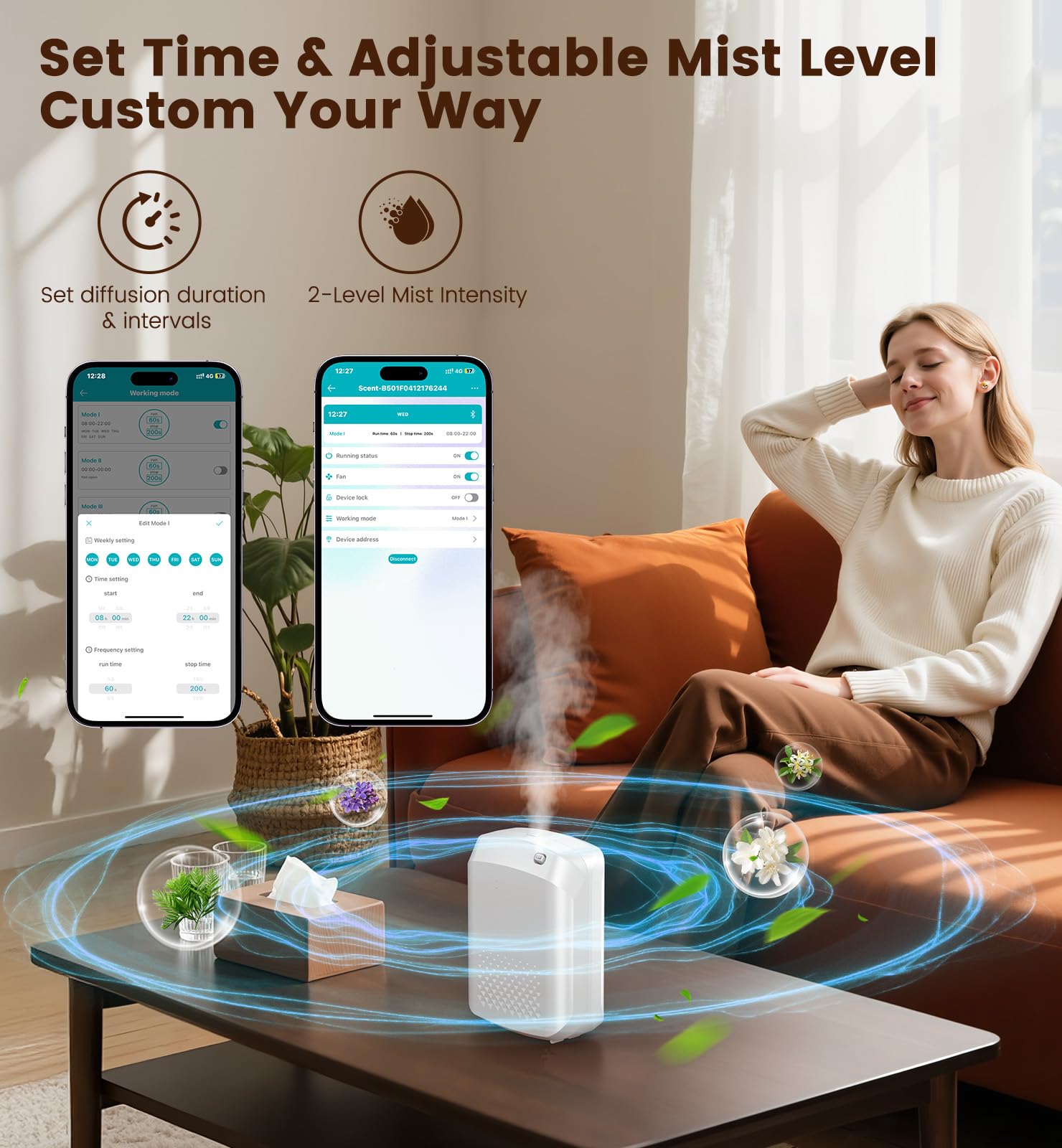 XEITIN detalle del panel y controles para personalizar horarios e intensidad